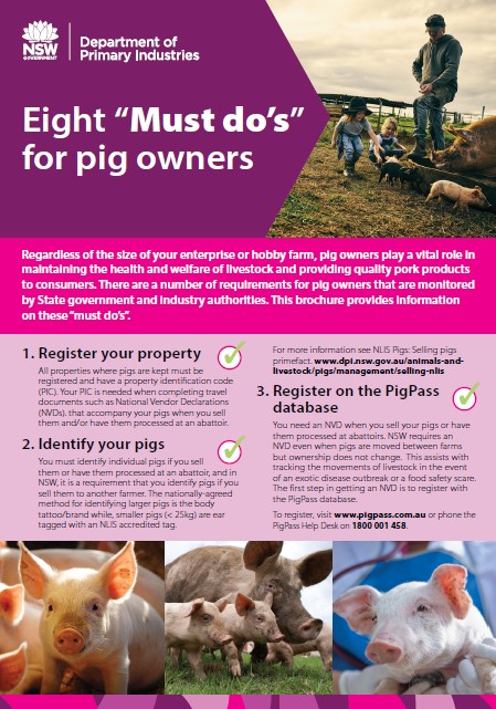pig owners must do's - brochure - pig management best practice
