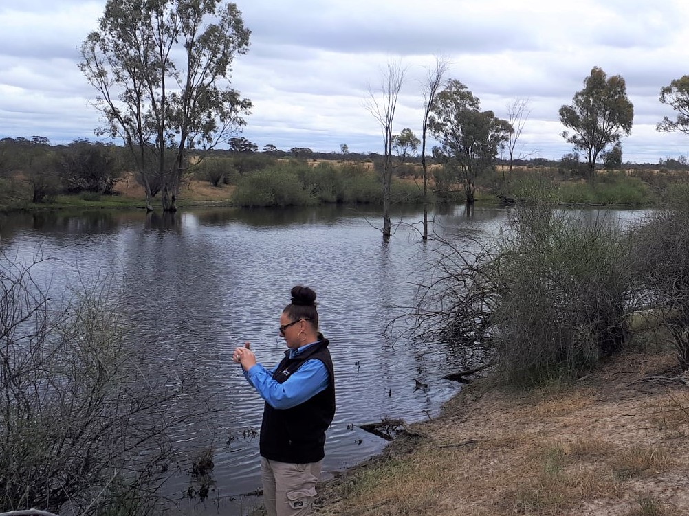 Keisha Egan monitoring a wetland