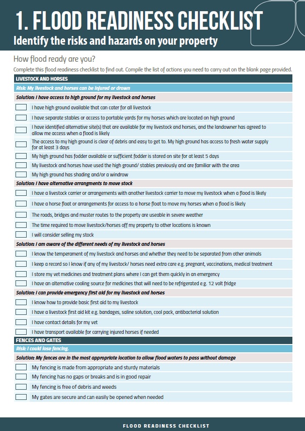 Flood readiness checklist