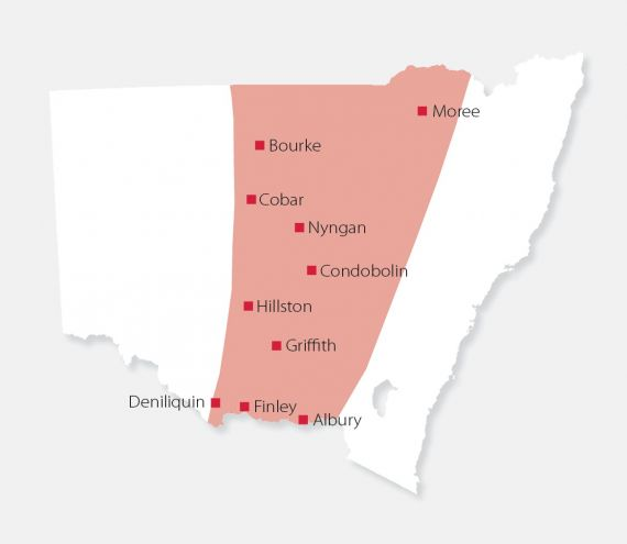 Map of NSW showing anthrax zone