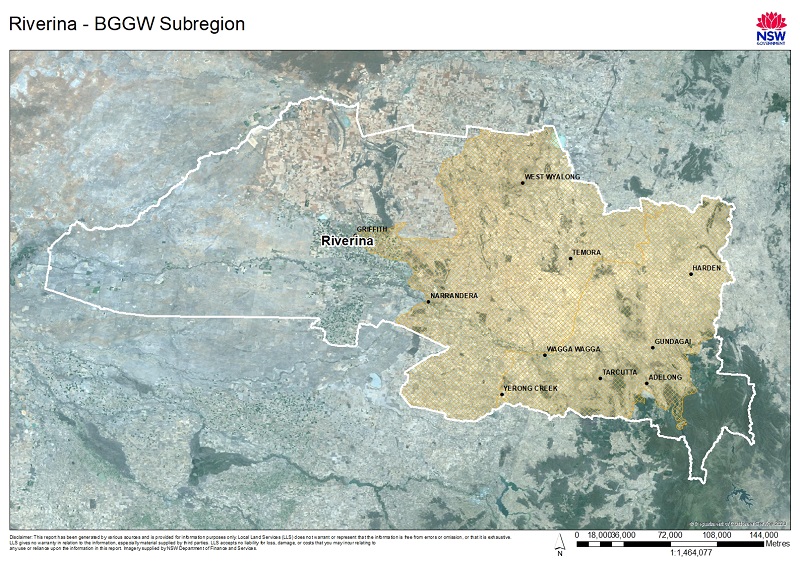 map of Riverina region showing area eligible for funding