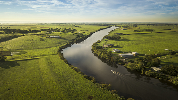An aeral view of the Hunter River