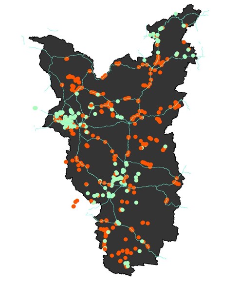 Survey map of the region marking what has been surveyed.