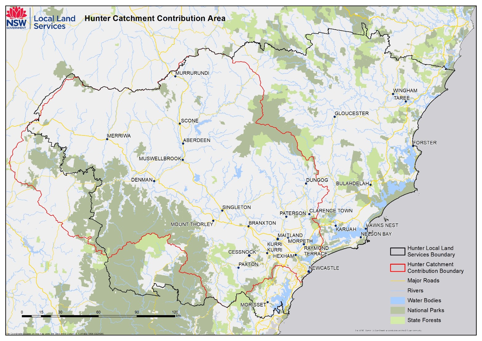 Hunter Catchment Contributions collection are map