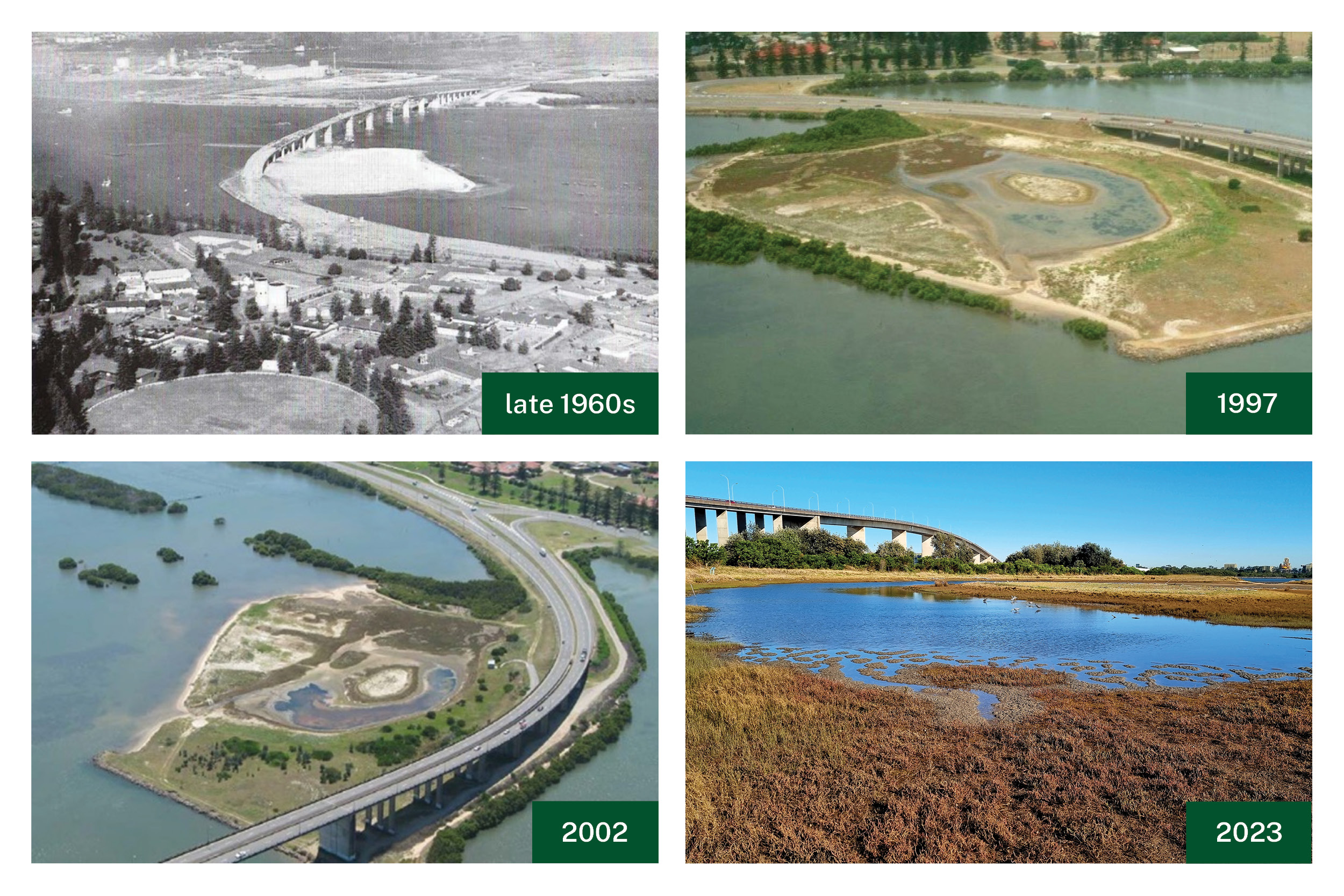 aerial images over time showing the shoreline